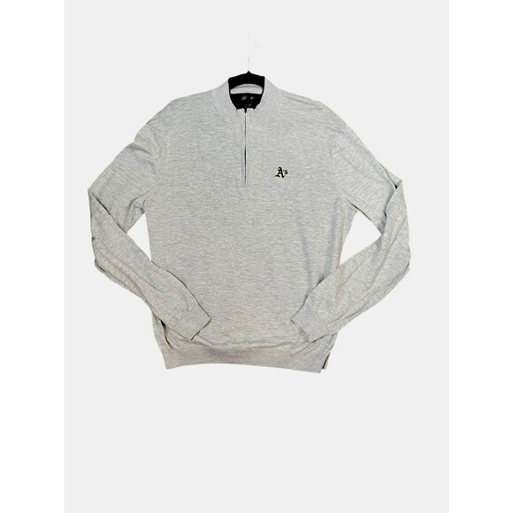 Johnnie O Sweater Mens Large Gray 1/4 Zip Pullover Cotton/Silk Athletic’s MLB - Picture 1 of 11